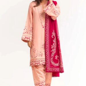 Cambric Dyed Embroidered Shirt And Trouser